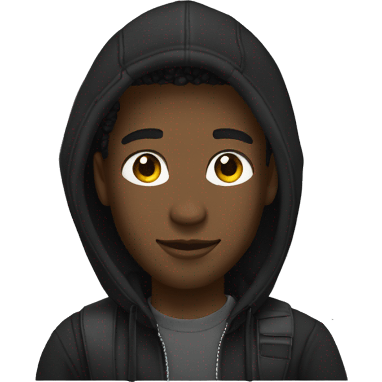 A black guy with locks wearing a black hoodie , a black jean and air max 95 black  emoji