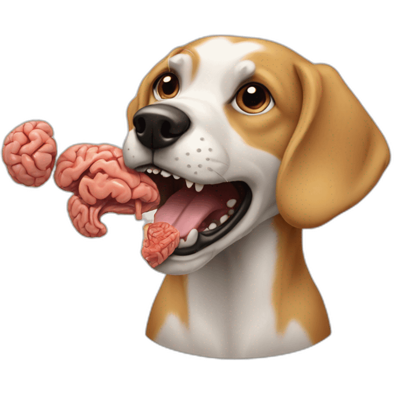 dog eating a brain emoji