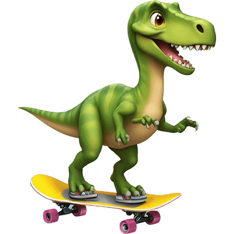 Dinosaur riding skateboard  emoji