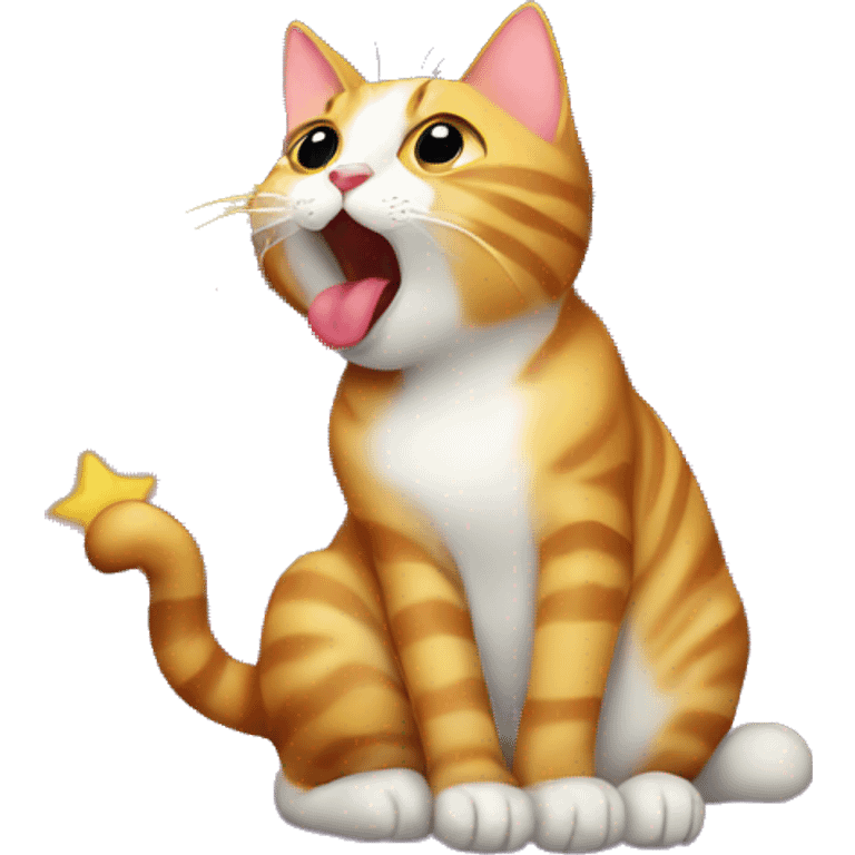 Cat licking his star emoji