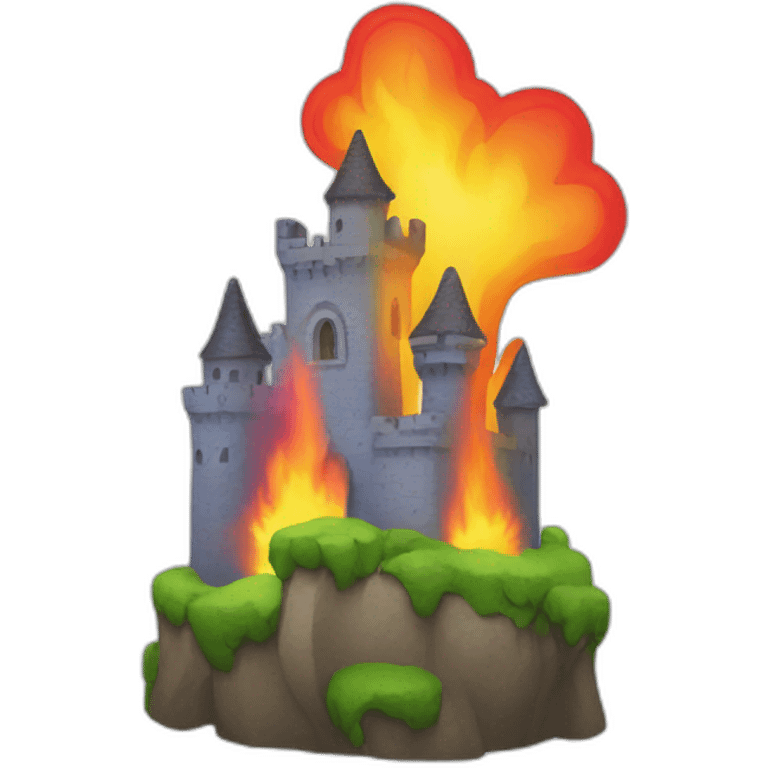 a rainbow flame engulfing a castle emoji