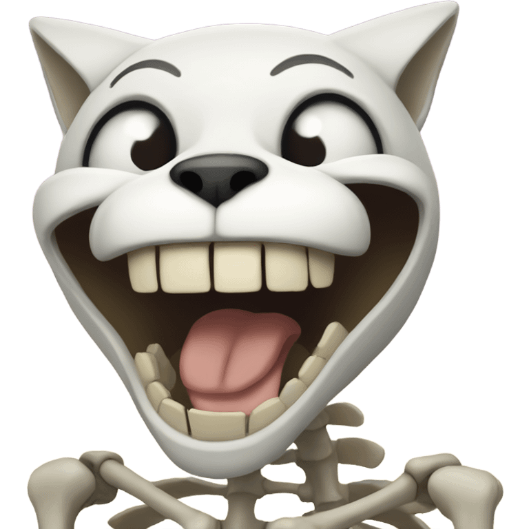 Skeleton cat laughing  emoji