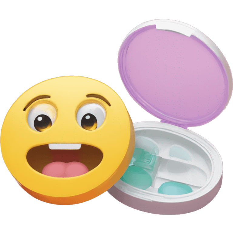 dual-compartment screw-top prescription contact lens case emoji