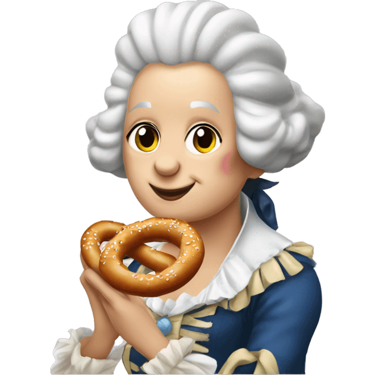 George Washington dressed like Marie Antoinette eating a pretzel  emoji