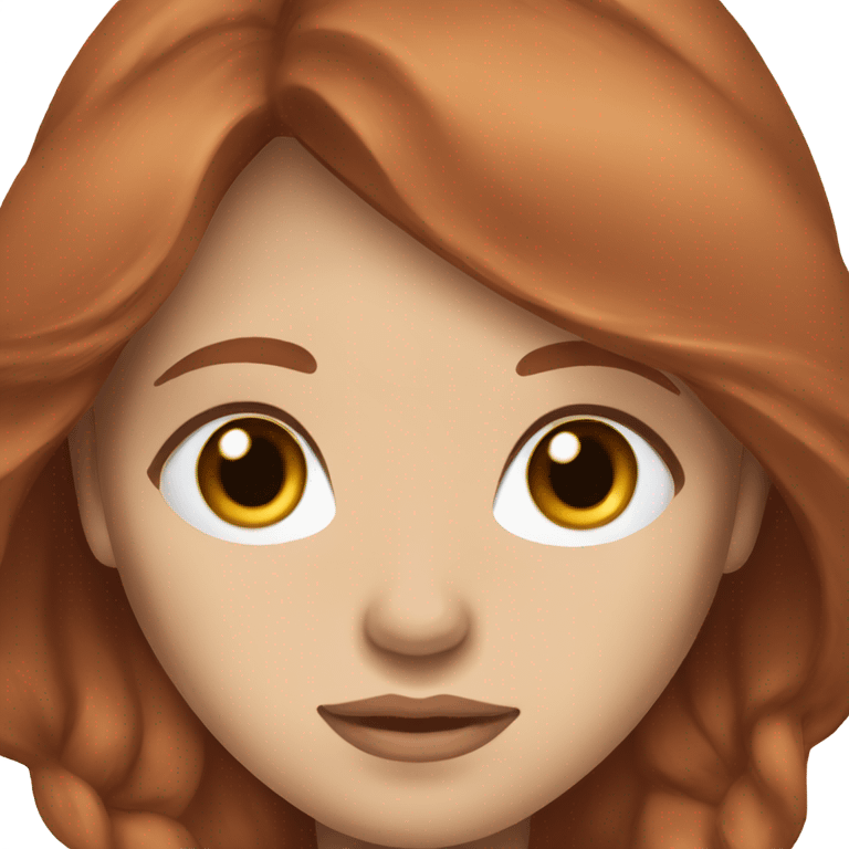 beautiful woman, long red-brown hair, blue eyes, beige skin emoji