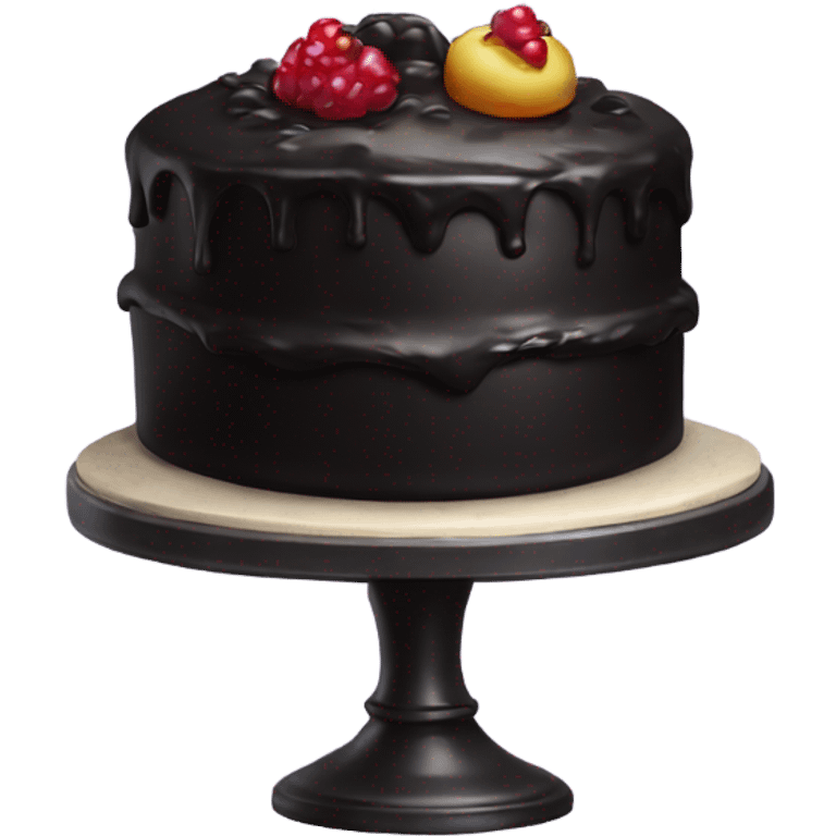 black cake with very special topping  emoji