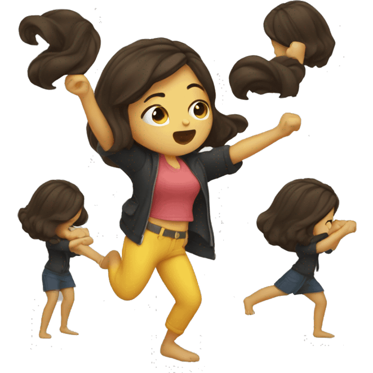 Brunette girl dabbing emoji