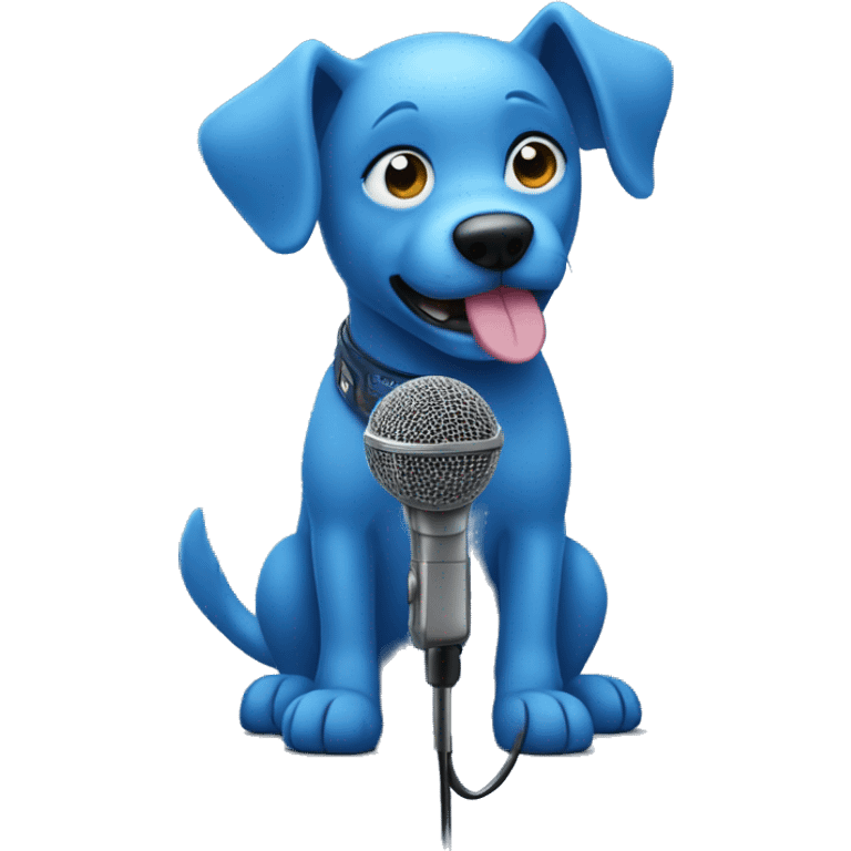 Blue dog with a microphone emoji