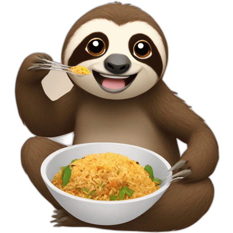 A sloth eating Biriyani  emoji