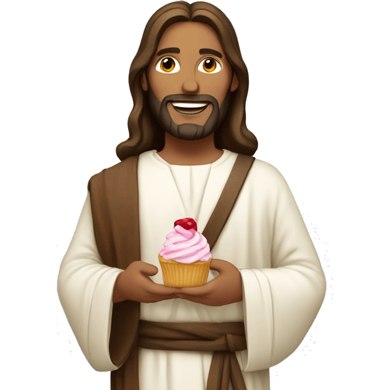 jesus holding a cupcake emoji