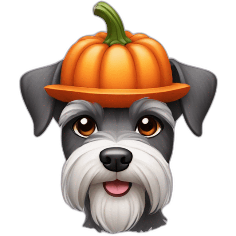 schnauzer dog wearing pumpkin hat emoji