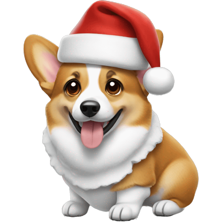 Corgi wearing a Santa hat emoji