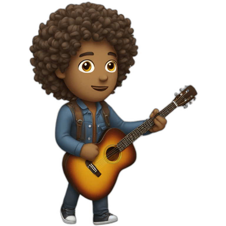 a man carries a guitar with curly hair  emoji