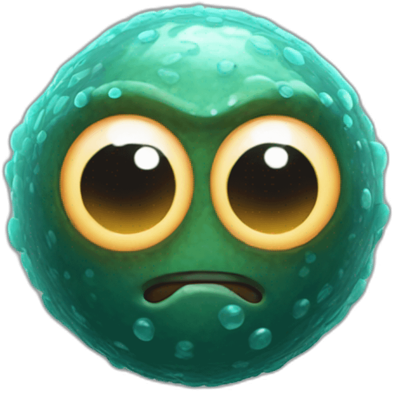 3d sphere with a cartoon Glow Squid skin texture with big courageous eyes emoji