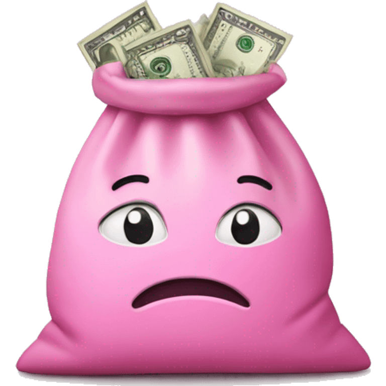 Money in pink money bag  emoji