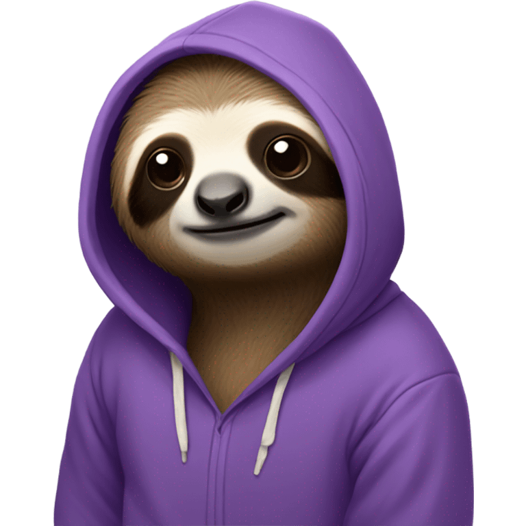 Sloth with purple hoodie emoji