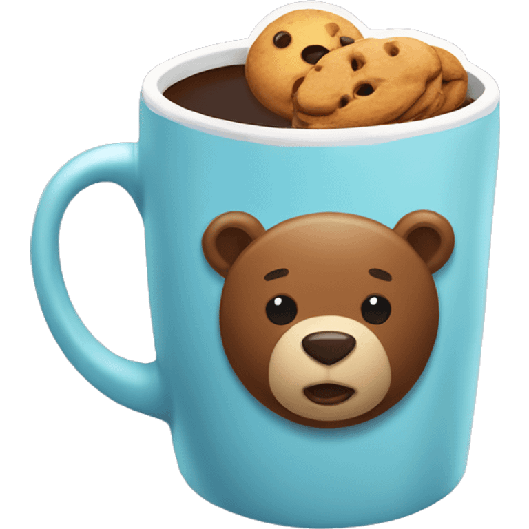 Make me a sticker that shows a cup of coffee with colorful cookies and some honey and a bear. emoji