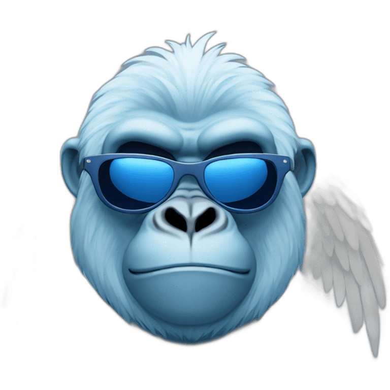 light blue gorilla with angel wing and navy chromatic sunglasses emoji