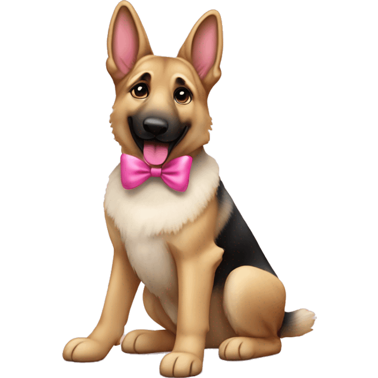 Whit German shepherd with pink bow doing tricks  emoji