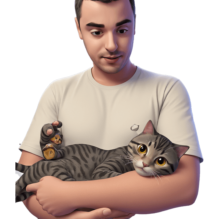 boy holding cat indoors emoji