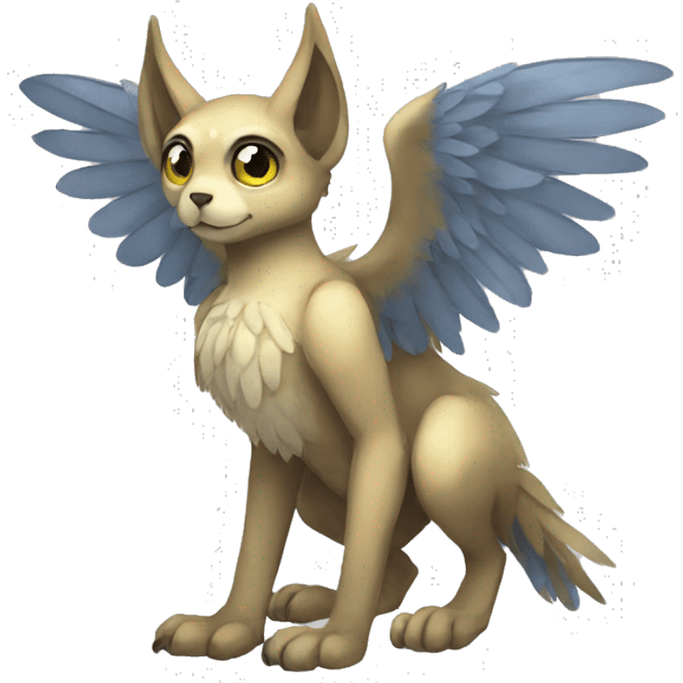 Anthro shy winged animal hybrid full body emoji