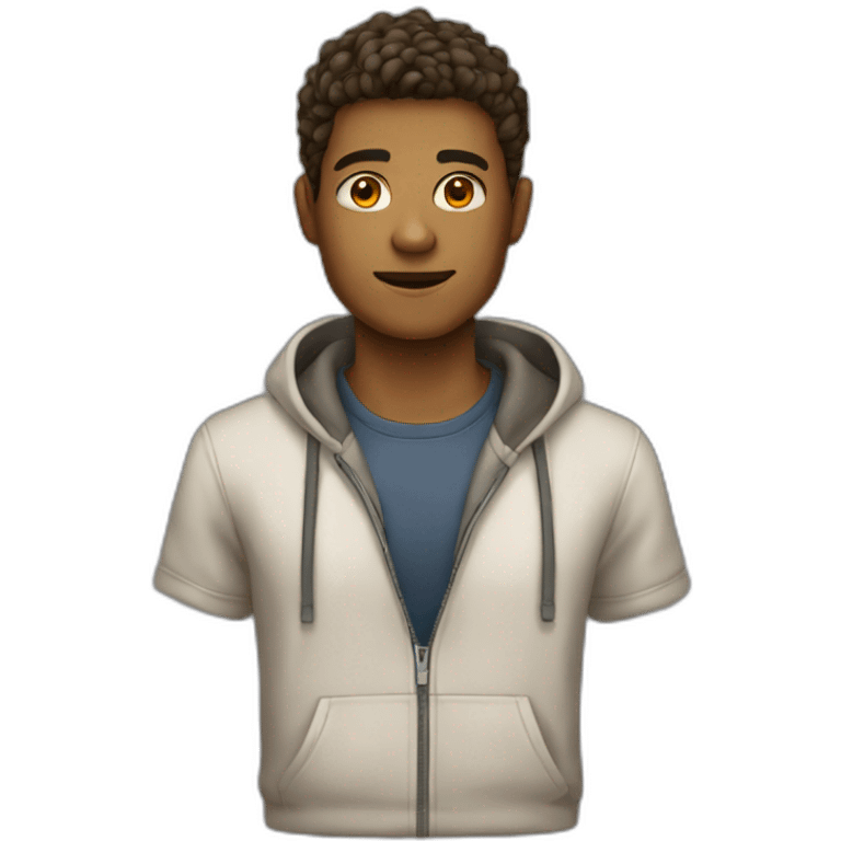 A strange man with the characteristics of a programmer, 17 years old and male His skin is bronzed and whitish emoji