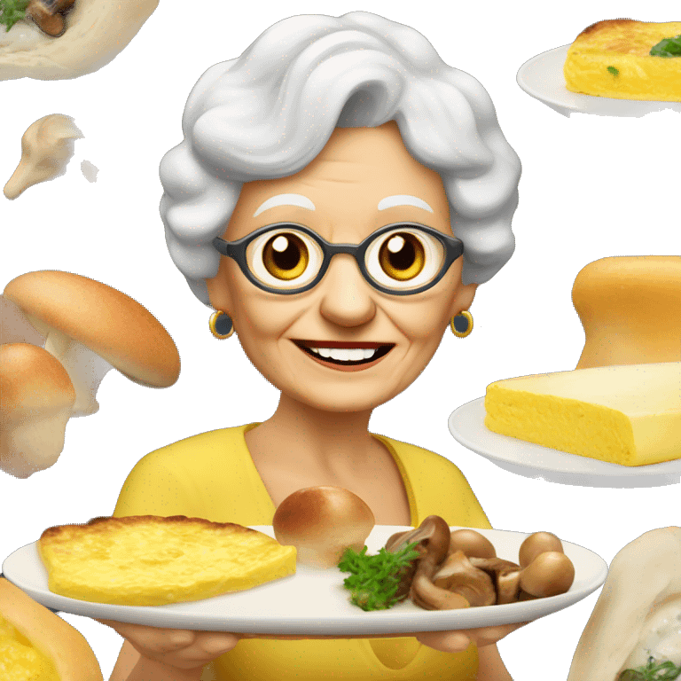 Grandmother European with omelet with mushrooms  emoji