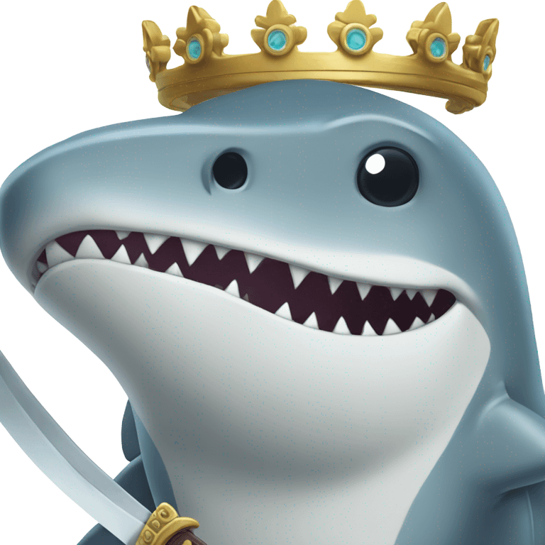 shark sad with crown and sowerd emoji