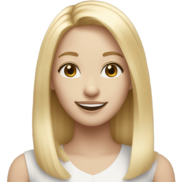 Blonde straight hair girl with pale skin smiling emoji