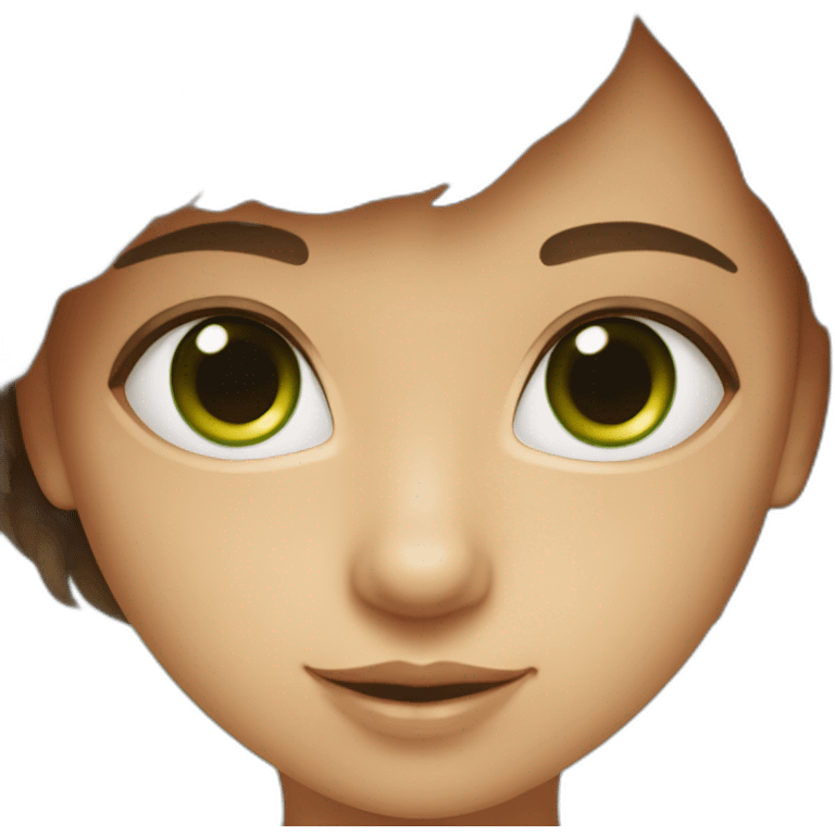 Chaton avec une fille metisse brune avec les yeux vert emoji