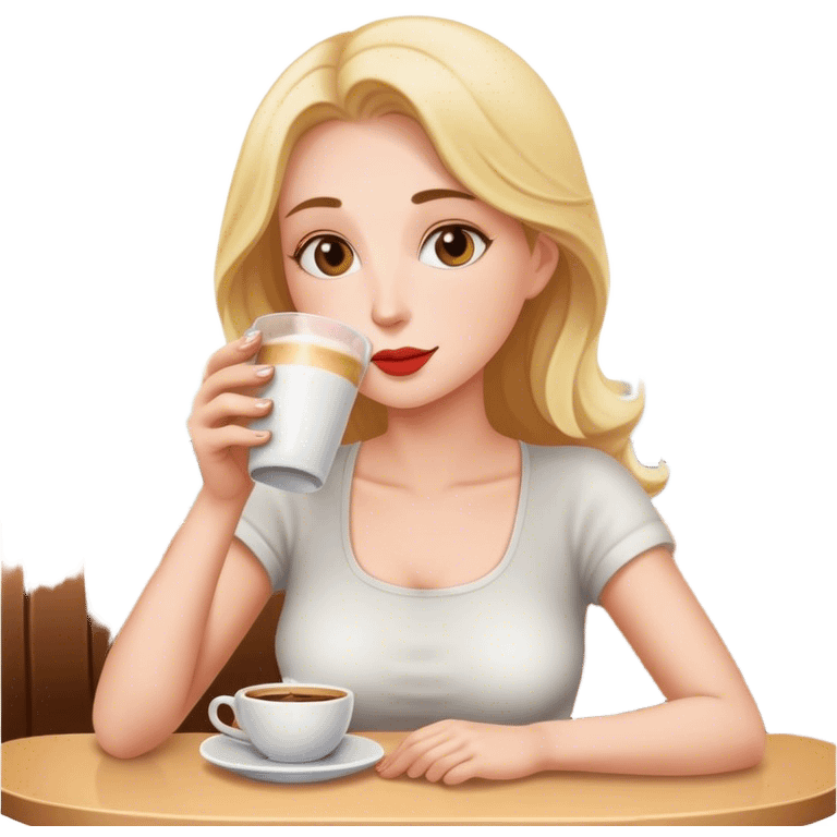 A woman drinking cafe emoji