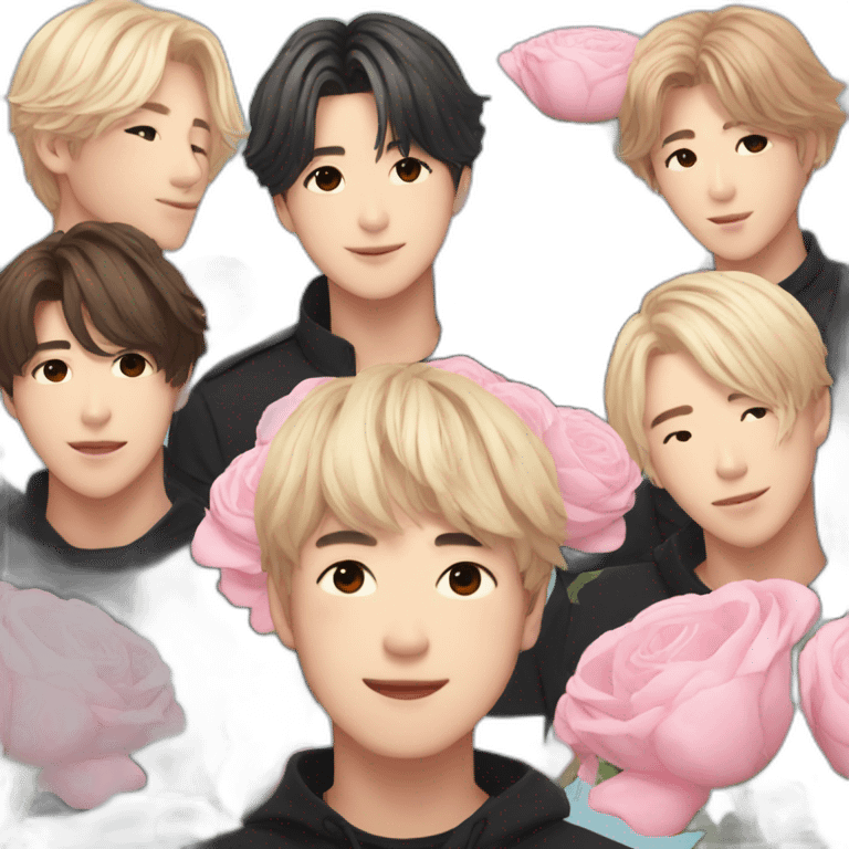 Bts members with flowers  emoji