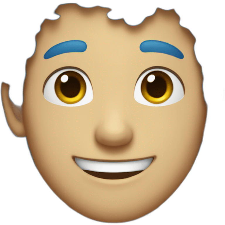 blue haired curly man smiling emoji