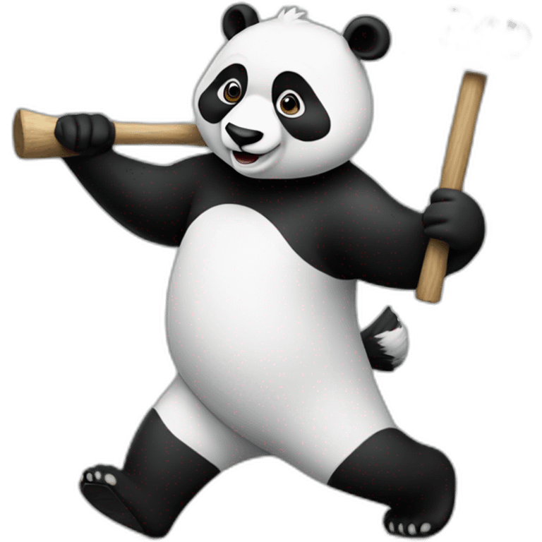 Panda marching with "raid" sign emoji