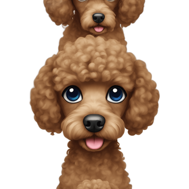 brown mini poodle with blue bows in hair emoji