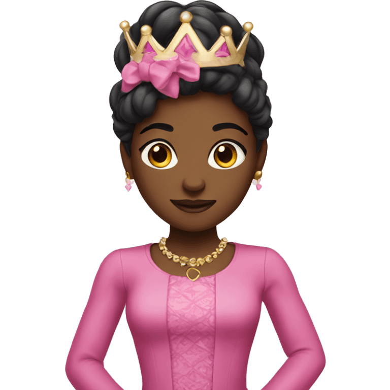 Black princess wearing pink emoji