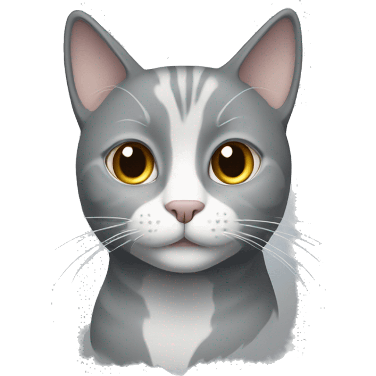 Gray cat with white accents emoji