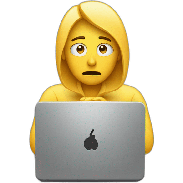 person sad at the computer sending an email emoji