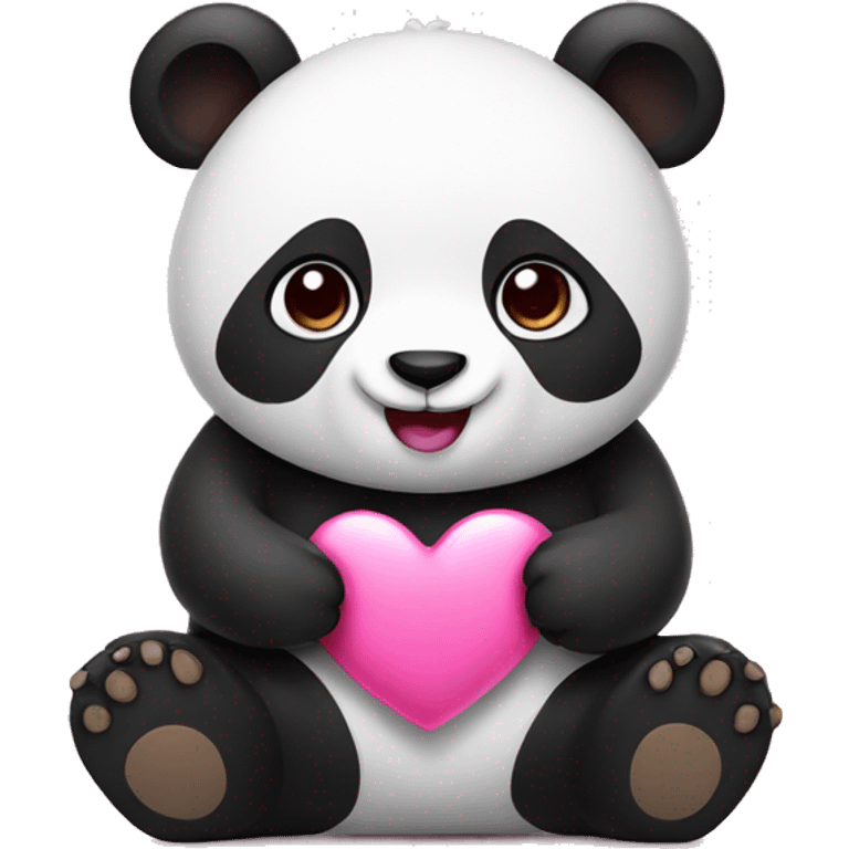 Panda with pink heart emoji