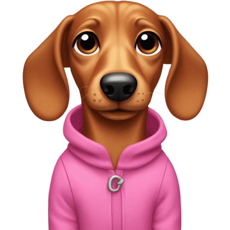 Wiener dog in a pink jumpsuit emoji