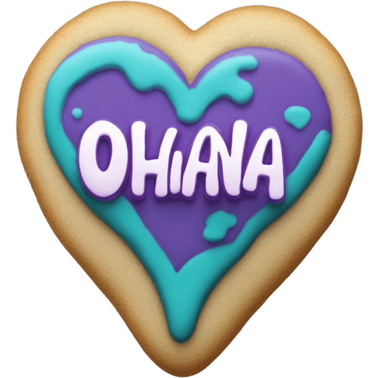 Teal purple Cookie heart with ohana emoji