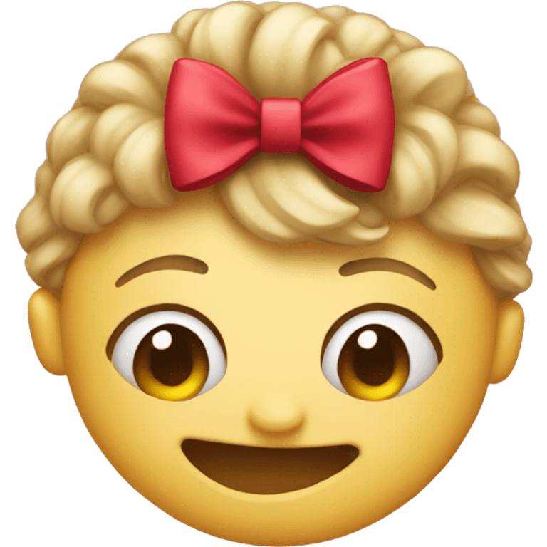 Smiling emoji with a bow emoji