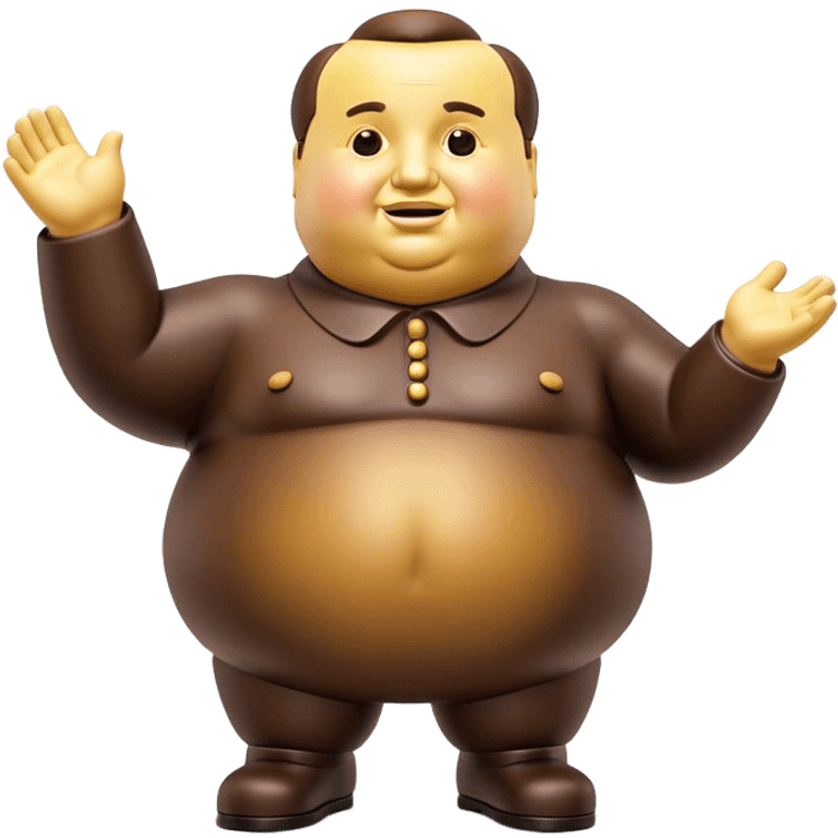 Cinematic Realistic Botero Sculpture Emoji, depicted as an exaggerated voluminous sculpture in the signature style of Fernando Botero, rendered with rich textures and vibrant artistic lighting that captures its playful grandeur. emoji