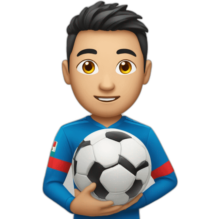 Soccer's player from kyrgyzstan holds the world world cup emoji