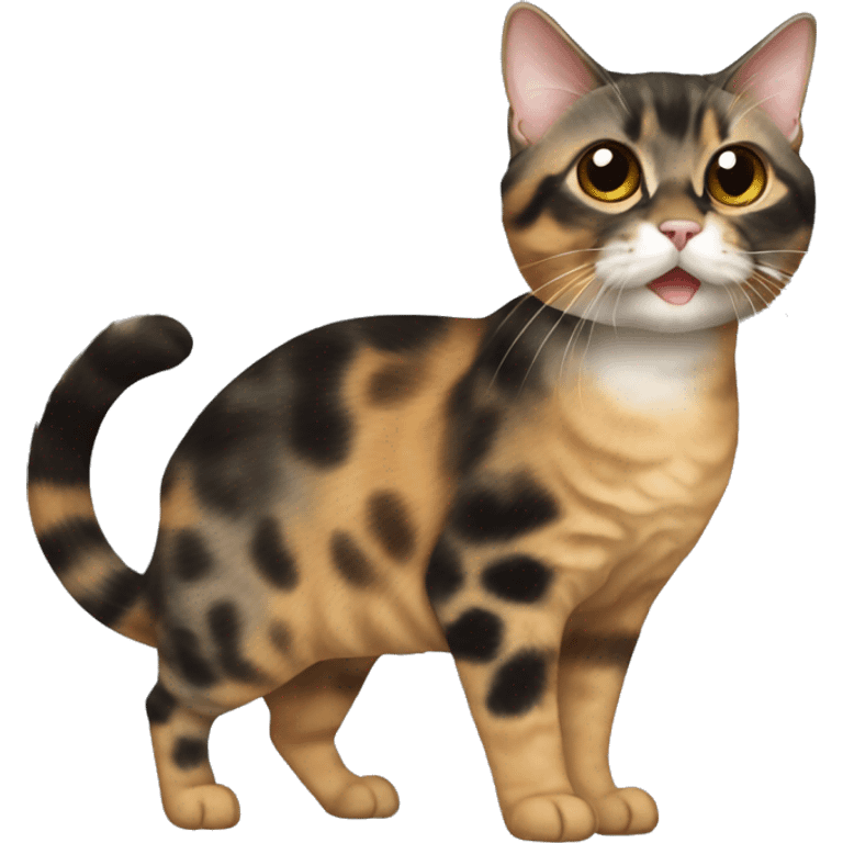 Tortie munchkin cat standing emoji