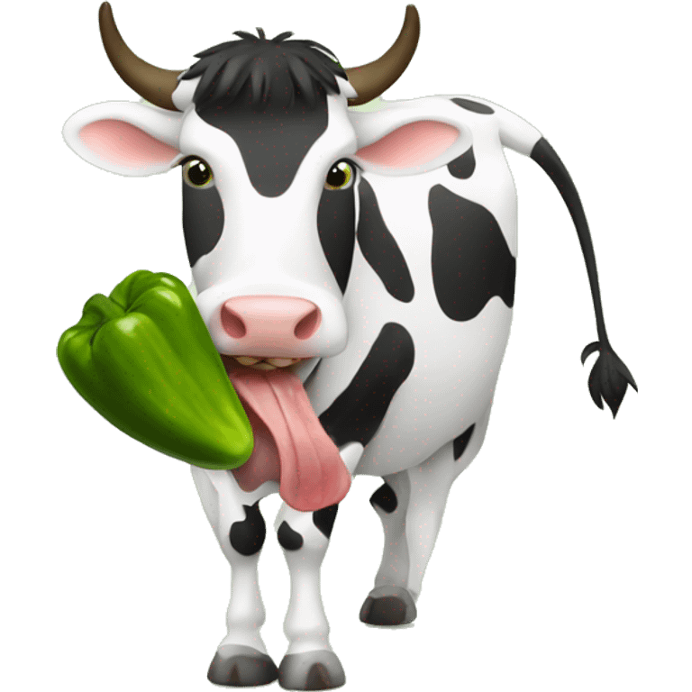 cow eating a pickle emoji