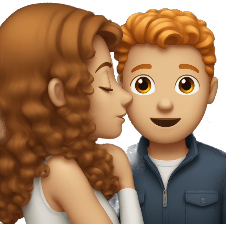 Brown hair girl kissing ginger guy emoji