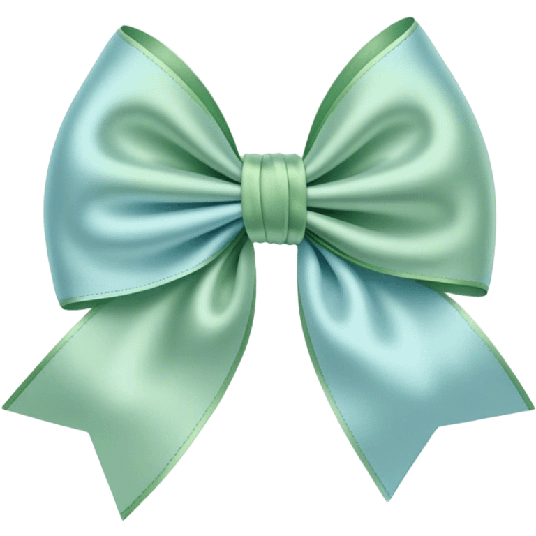 pastel blue and green silk bow emoji