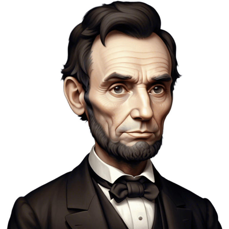 Cinematic Realistic Abraham Lincoln Portrait Emoji, depicted as a stoic iconic statesman with a tall dignified silhouette and thoughtful expression, rendered with detailed textures and dramatic historical lighting that captures his timeless presence. emoji