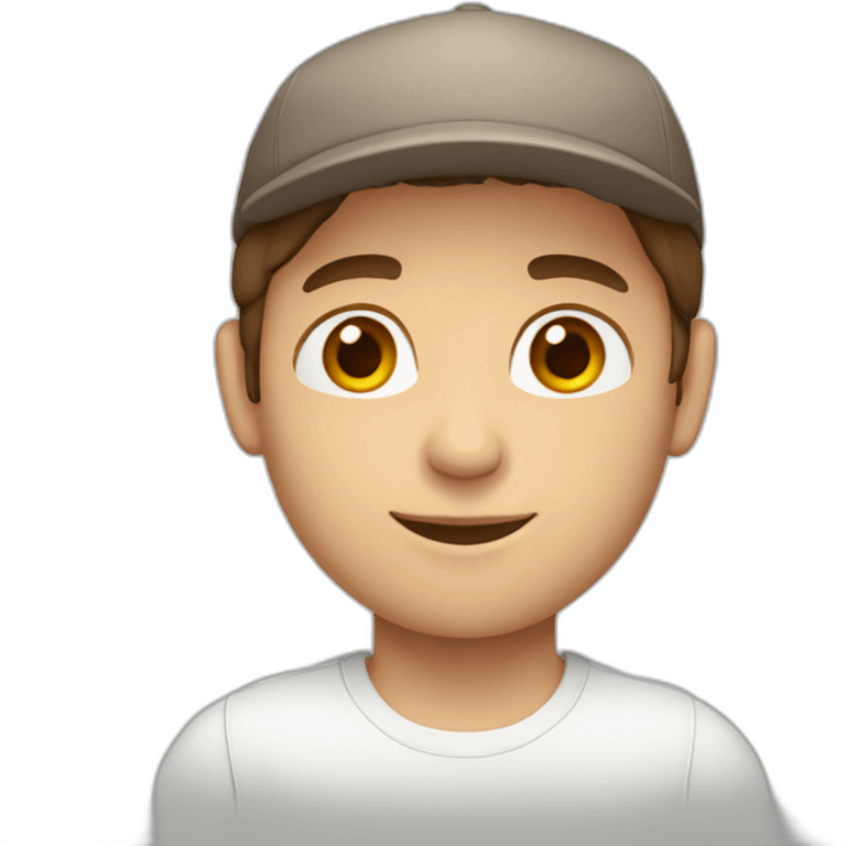 Boy with brown hair and cap and white shirt emoji